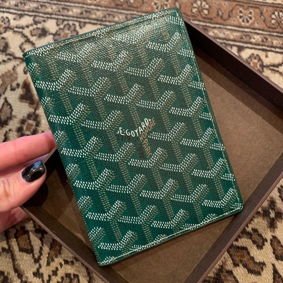 goyard passport holder green